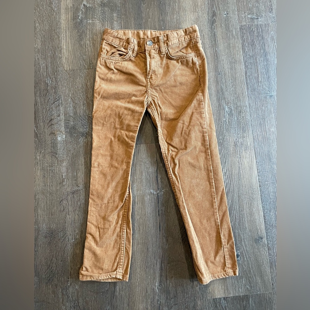 H&M Boys Straight Leg Tan Corduroy Trousers Pants Sz 6X (6-7)